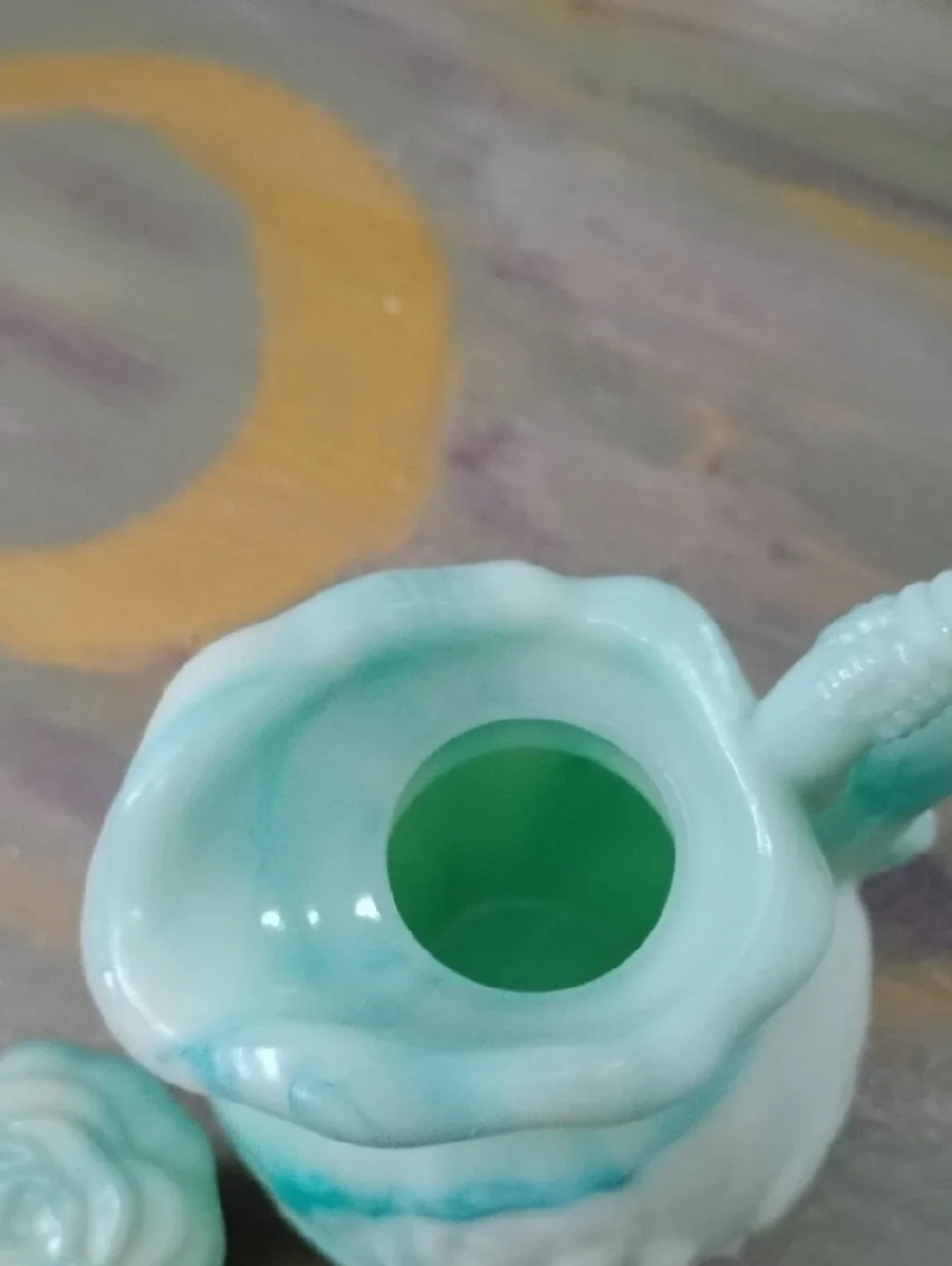 Avon Aqua and White Ceramic Pitcher with Basin